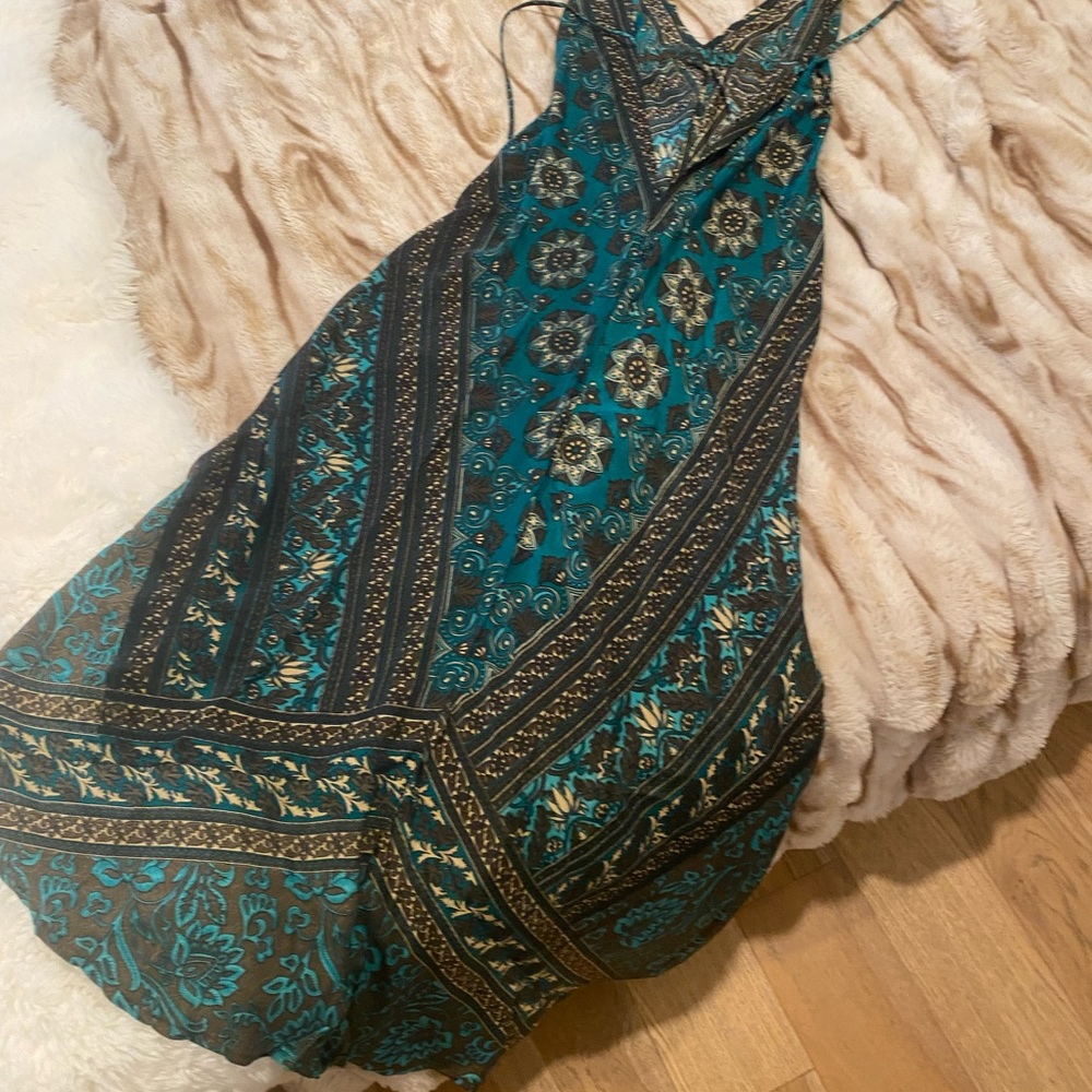 Free People halter plunge maxi dress Boho Ibiza  Dress new
